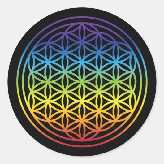 Sticker Rond Fleur de vie - Version arc-en-ciel (Devant)