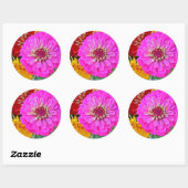 Sticker Rond Fleur de Zinnia (Feuille)