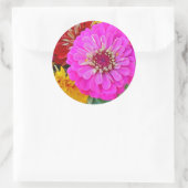 Sticker Rond Fleur de Zinnia (Sac)