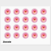 Sticker Rond Fleur de Zinnia rose (Feuille)