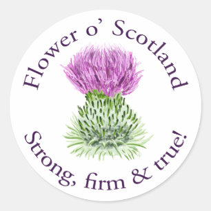 Sticker Rond Fleur d'Ecosse. Fort, ferme et vrai !