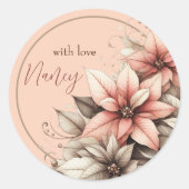 Sticker Rond Fleur délicate personnalisable  (Devant)