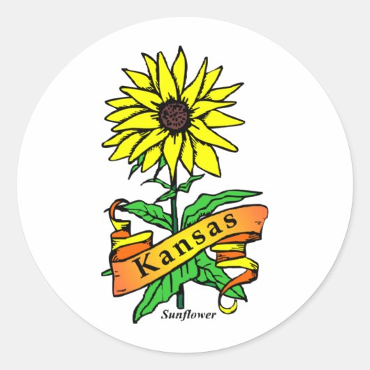 Sticker Rond Fleur d'État du Kansas (Devant)