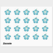 Sticker Rond Fleur d'Hibiscus bleu clair (Feuille)