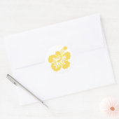 Sticker Rond fleur d'hibiscus jaune 16 (Enveloppe)