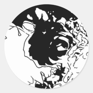 Sticker Rond Fleur Doodle