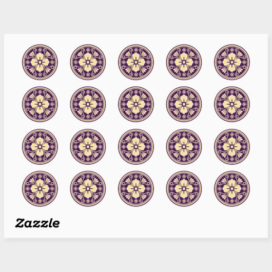 Sticker Rond Fleur d'or (Feuille)