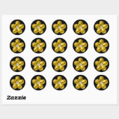 STICKER ROND FLEUR D'OR AVEC DIAMONDE (Feuille)