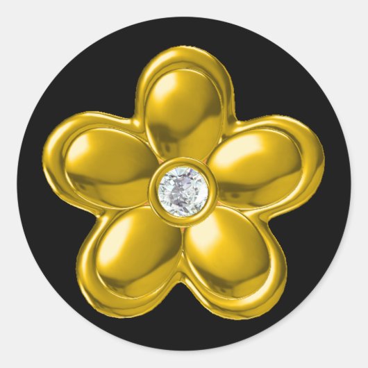 STICKER ROND FLEUR D'OR AVEC DIAMONDE (Devant)