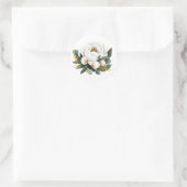 Sticker Rond Fleur d'or blanc Peony Eucalyptus (Sac)