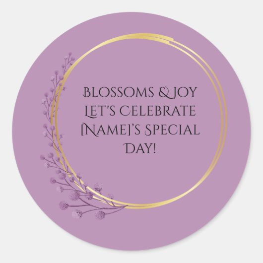 Sticker Rond Fleur d'or Fleur d'anniversaire (Devant)