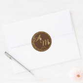 Sticker Rond Fleur d'or monogramme blanc minimal (Enveloppe)