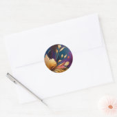 Sticker Rond Fleur dorée – Composition florale abstraite (Enveloppe)