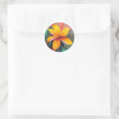 Sticker Rond Fleur Dorée – Expression Florale Abstraite Vibrant (Sac)