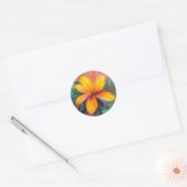 Sticker Rond Fleur Dorée – Expression Florale Abstraite Vibrant (Enveloppe)