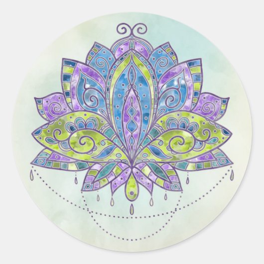 Sticker Rond Fleur douce élégante d'aquarelle Lotus/lis (Devant)