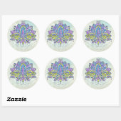 Sticker Rond Fleur douce élégante d'aquarelle Lotus/lis (Feuille)