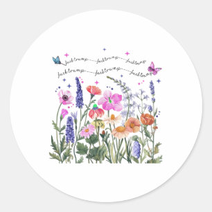 Sticker Rond Fleur Florale anti-Trump Président démocrate Liber
