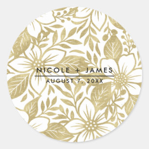 Sticker Rond Fleur florale moderne or