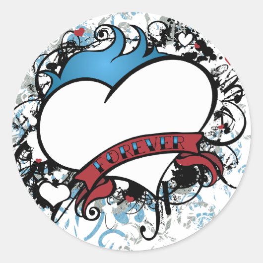 Sticker Rond Fleur Forever Heart (Devant)