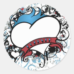 Sticker Rond Fleur Forever Heart
