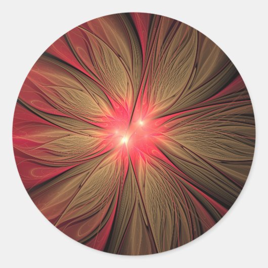 Sticker Rond Fleur fractale de fansy rouge (Devant)