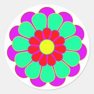 Sticker Rond Fleur Funky Power Bloom I