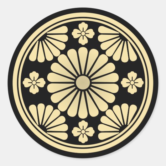 Sticker Rond Fleur Golden Kiku (Devant)