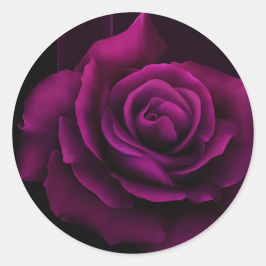 Sticker Rond Fleur gothique de rose violet-rouge (Devant)
