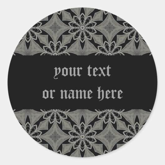 Sticker Rond Fleur gothique médiévale personnalisable (Devant)