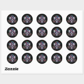 Sticker Rond Fleur gothique - Mystique floral crâne Pixel Art (Feuille)