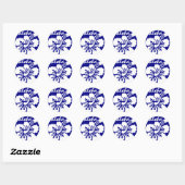 Sticker Rond fleur Hawaii bleue (Feuille)