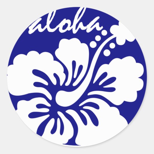 Sticker Rond fleur Hawaii bleue (Devant)