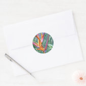 Sticker Rond Fleur Hawaii Heliconia améliorée (Enveloppe)