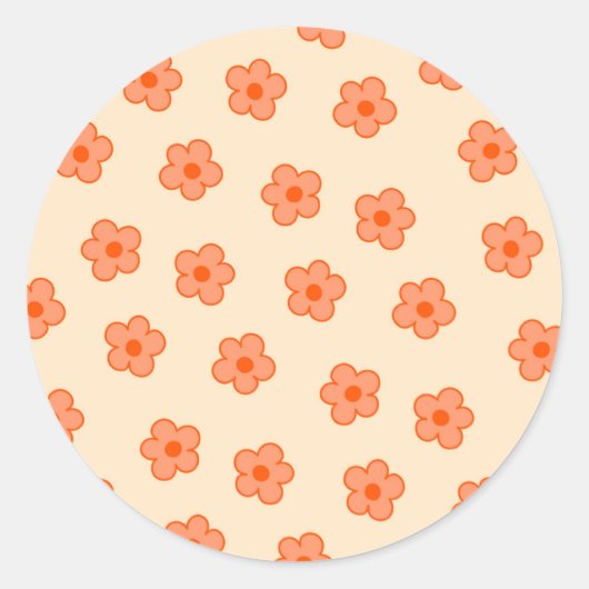Sticker Rond Fleur Hippie Orange Peach Preppie (Devant)