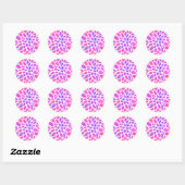 Sticker Rond Fleur Hippie rose Rétro Moderne (Feuille)