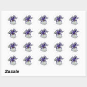 Sticker Rond Fleur Iris à fond bleu et blanc (Feuille)