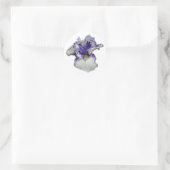 Sticker Rond Fleur Iris à fond bleu et blanc (Sac)