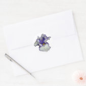 Sticker Rond Fleur Iris à fond bleu et blanc (Enveloppe)