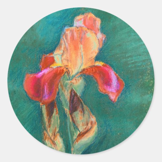 Sticker Rond Fleur Iris colorée (Devant)