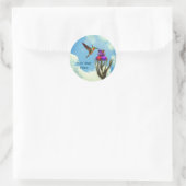 Sticker Rond Fleur Iris de colibri personnalisée (Sac)