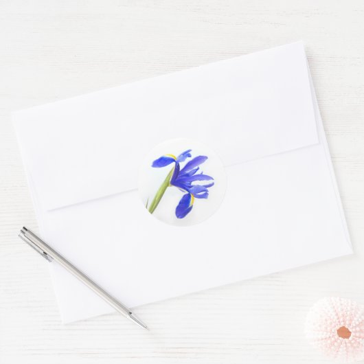 Sticker Rond Fleur Iris Violet (Enveloppe)