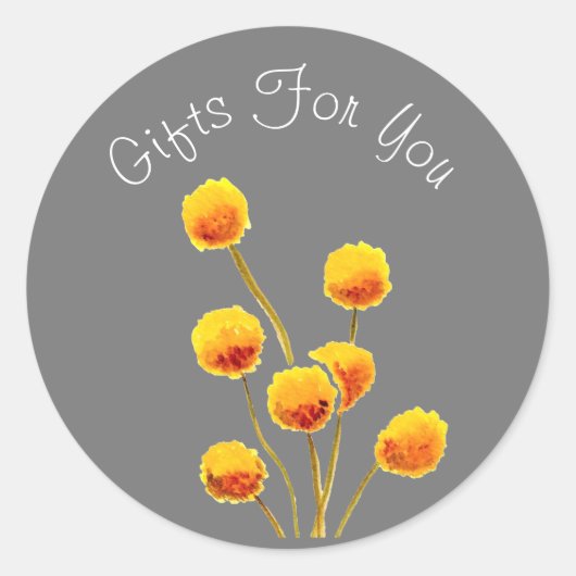 Sticker Rond Fleur jaune design Cadeau marque d'entreprise (Devant)