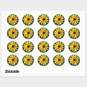 Sticker Rond Fleur Jaune Suzanne aux yeux noirs (Feuille)