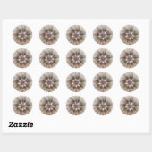 Sticker Rond Fleur joyeuse abstraite florale fractale beige mar (Feuille)