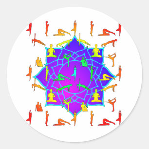 Sticker Rond Fleur Lotus Avec Poireaux De Yoga