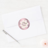 Sticker Rond Fleur Lotus Rose Blush Élégante Anniversaire (Enveloppe)