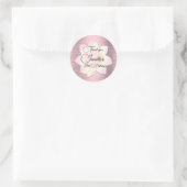 Sticker Rond Fleur Lotus Rose Blush Élégante Anniversaire (Sac)