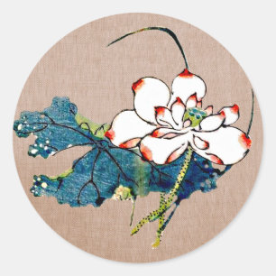 Sticker Rond Fleur Lotus vintage