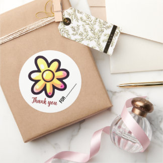 Sticker Rond Fleur Lumineuse Merci